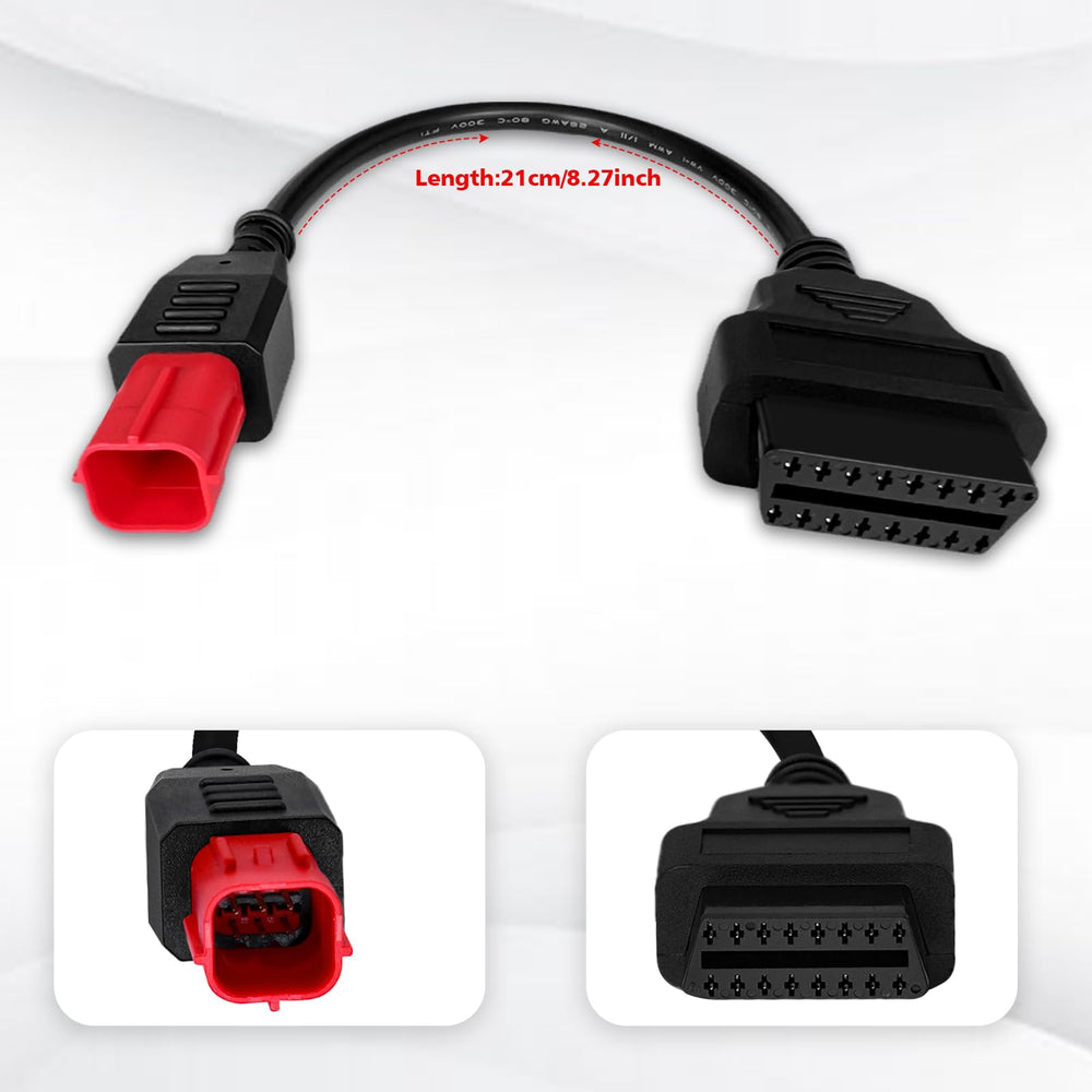 Durable AMHTDOL OBD2 cable built for rugged motorcycle diagnostics and longevity.