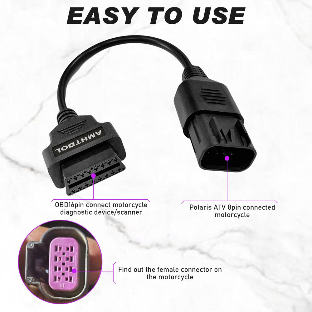 AMHTDOL OBD2 cable with CAN Bus compatibility for Polaris vehicles.