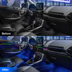 AMKI hidden foot light wiring keeps car floors tidy and stylish.
