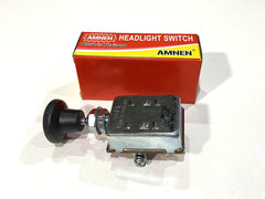 AMNEN AM-710C knob detail showing push-button with OFF PARKING LAMP HEADLIGHT modes