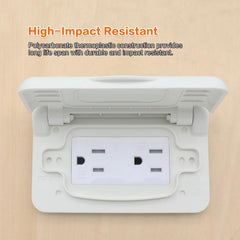 AMOMD Weatherproof RV outlet spring-loaded cover protects against rain and dust.