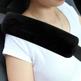 Amooca authentic sheepskin seatbelt cover close-up texture showing plush softness for long drives