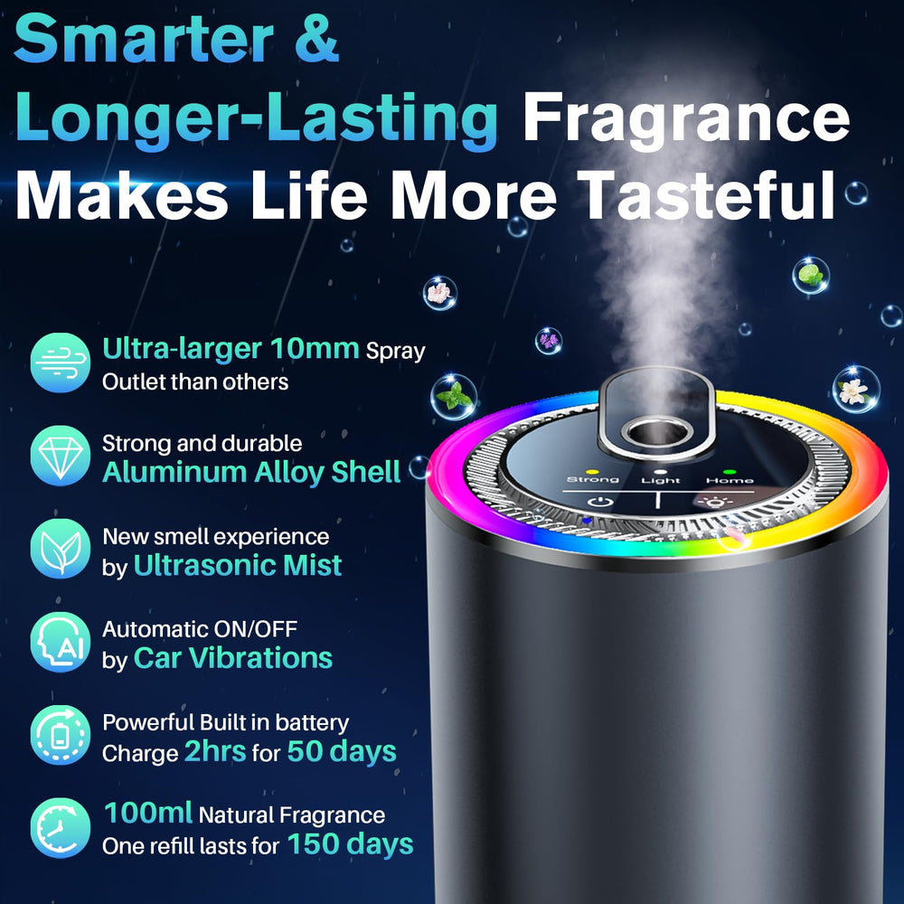 Amor Lyris auto on/off detects start, ensuring smart fragrance when you drive
