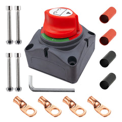 Ampper battery switch front view shows durable ABS housing for safe operation.