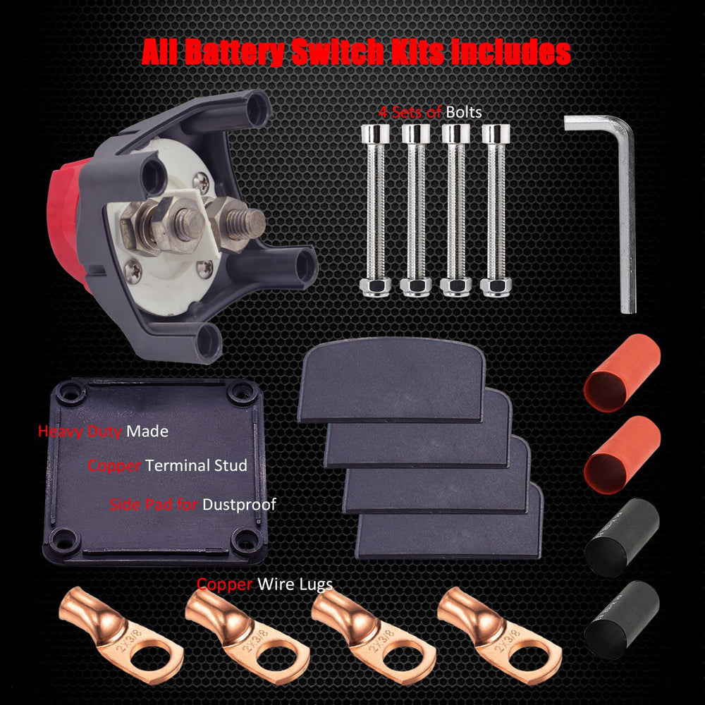 Ampper battery disconnect kit fits cars and RVs.