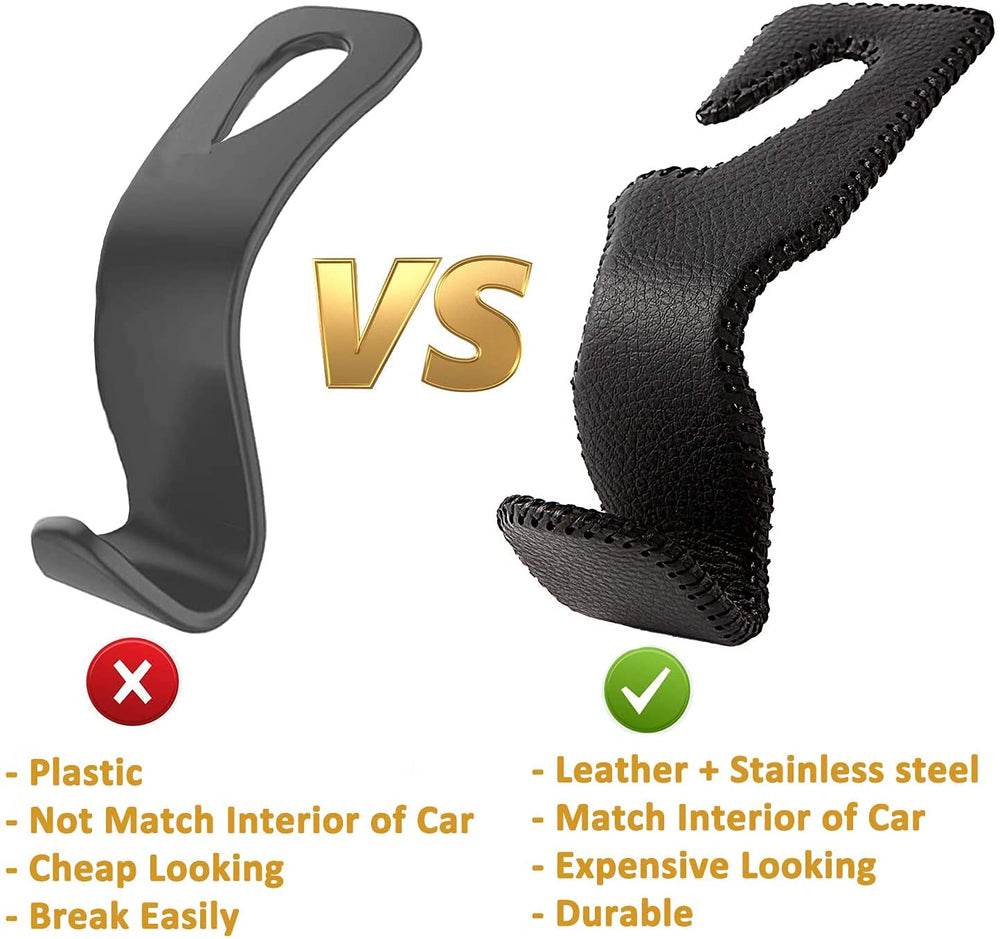 AMVOYOA brown leather headrest hook blends with car interiors.