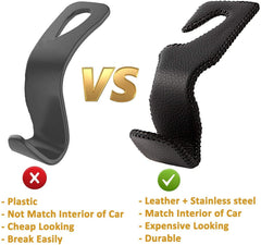 AMVOYOA brown leather headrest hook blends with car interiors.