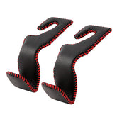 AMVOYOA car headrest hook front view with two-pack leather finish for tidy space