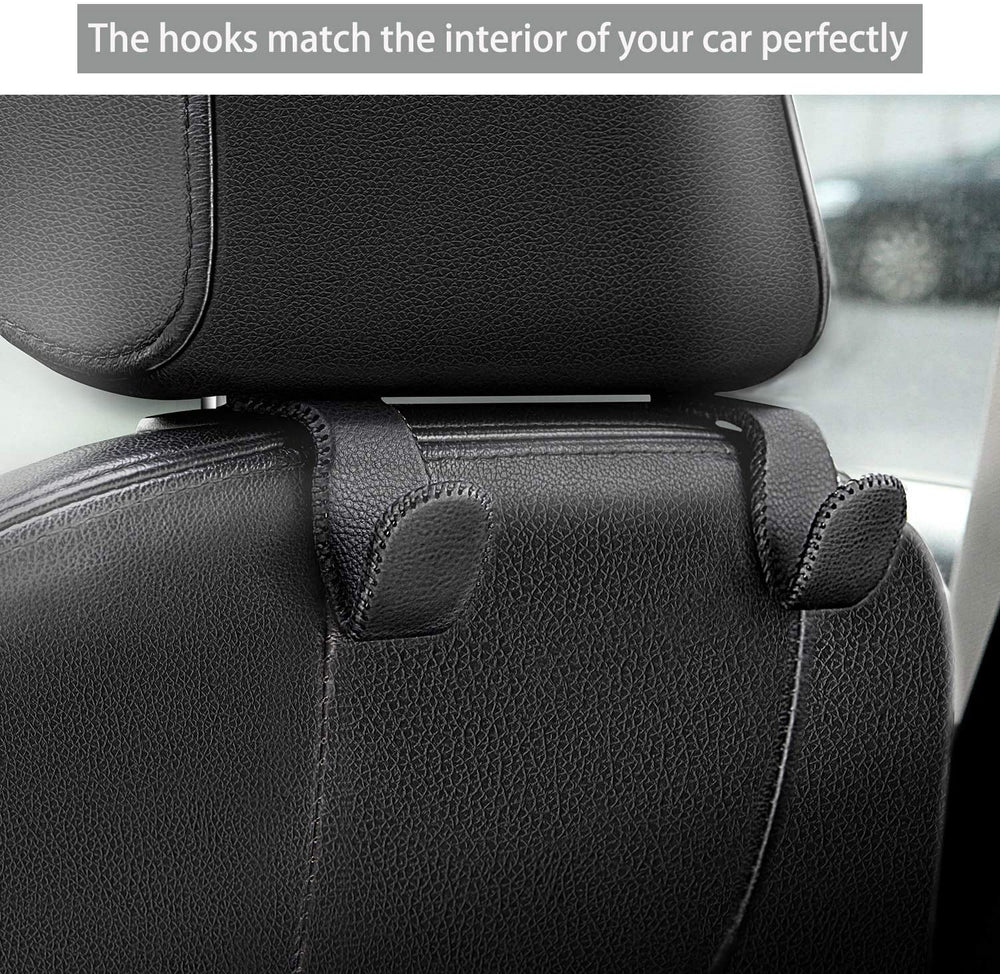 AMVOYOA headrest hook back-seat organizer keeps items off the floor.