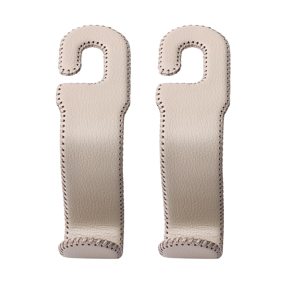 AMVOYOA leather car hook headrest beige: easy access and clutter-free seats.