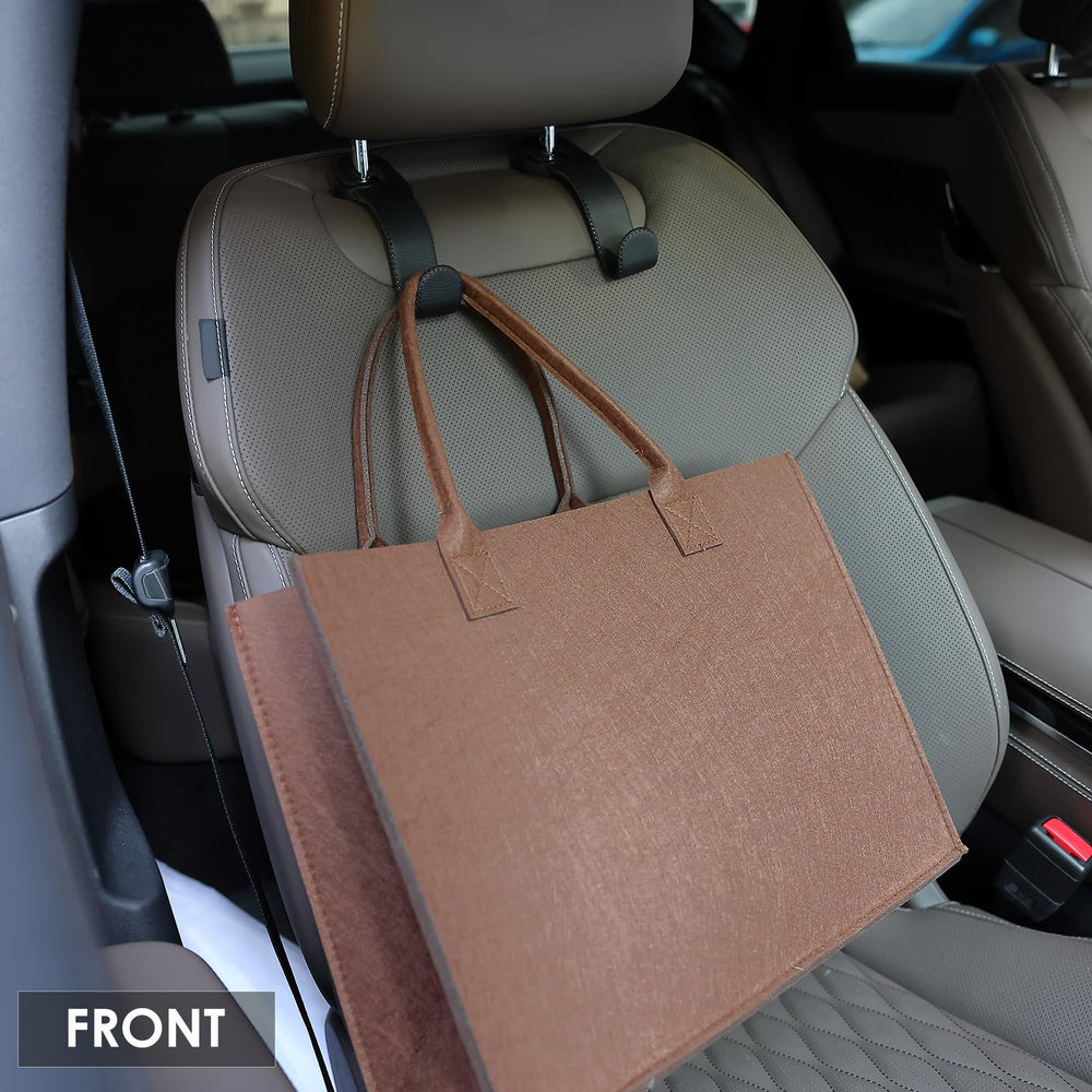 AMVOYOA leather car seat hooks purse hanging demonstration for quick access