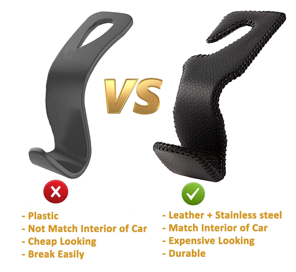 AMVOYOA leather-covered metal hook blends with most car interiors