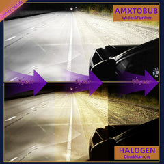 AMXTOBUB 6500K cool white light enhances road detail and visibility.