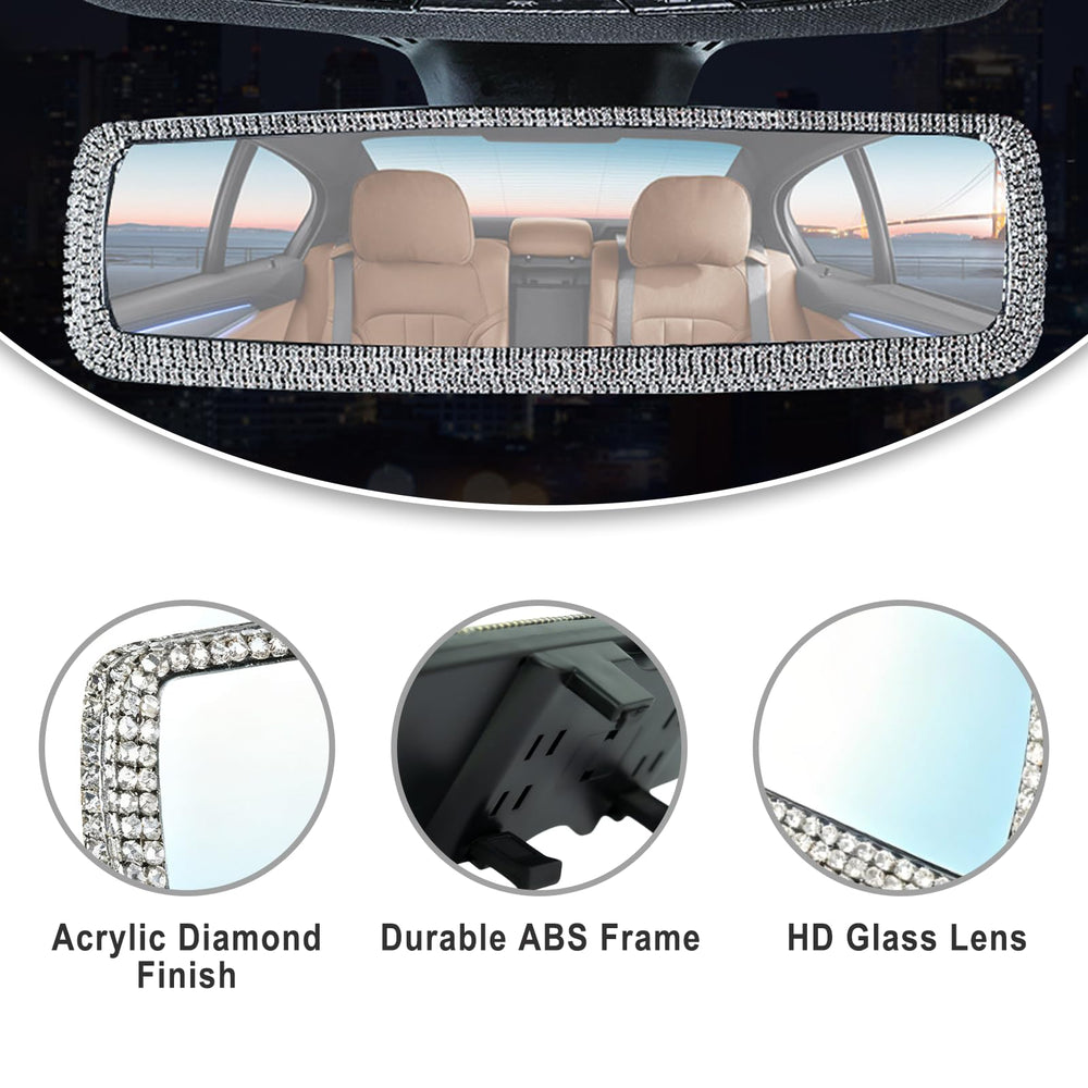 AMZAUTO panoramic wide-angle view rearview mirror for better visibility