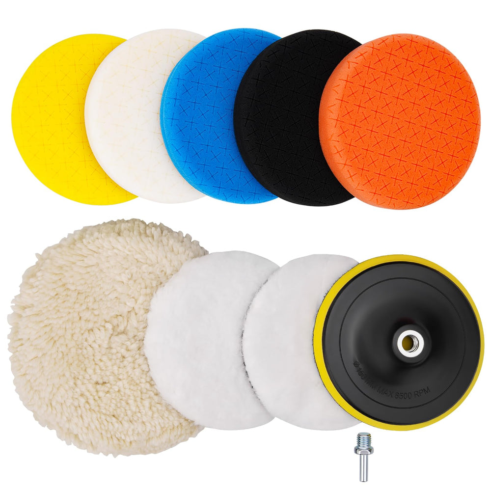 ANAHAF 6-inch buffing pads set for fast, scratch-free vehicle polishing.