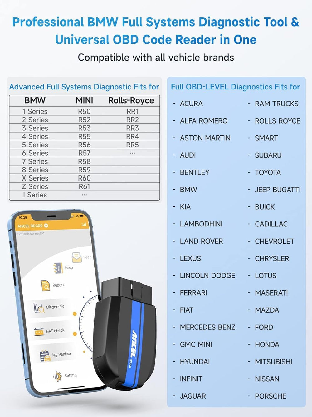 ANCEL BD300 battery registration and service resets streamline maintenance.
