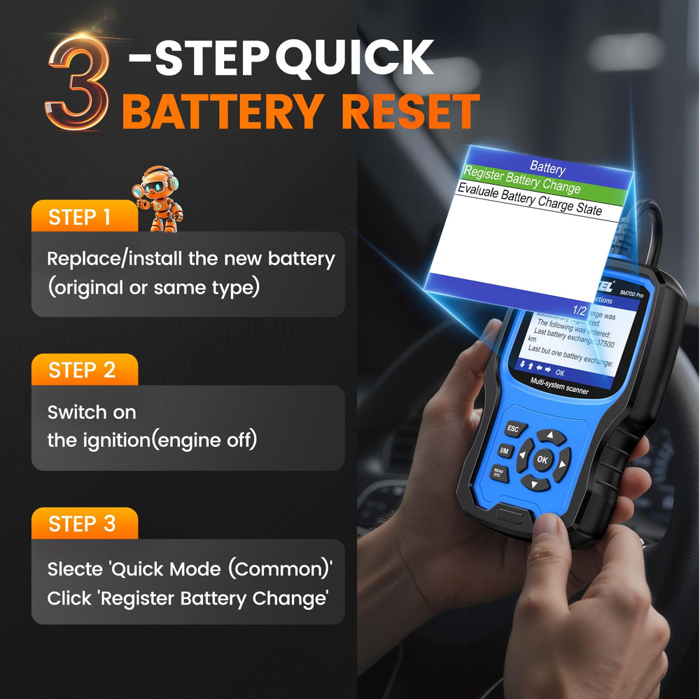 One-click battery registration supported by the BM700 PRO for easy relearn.