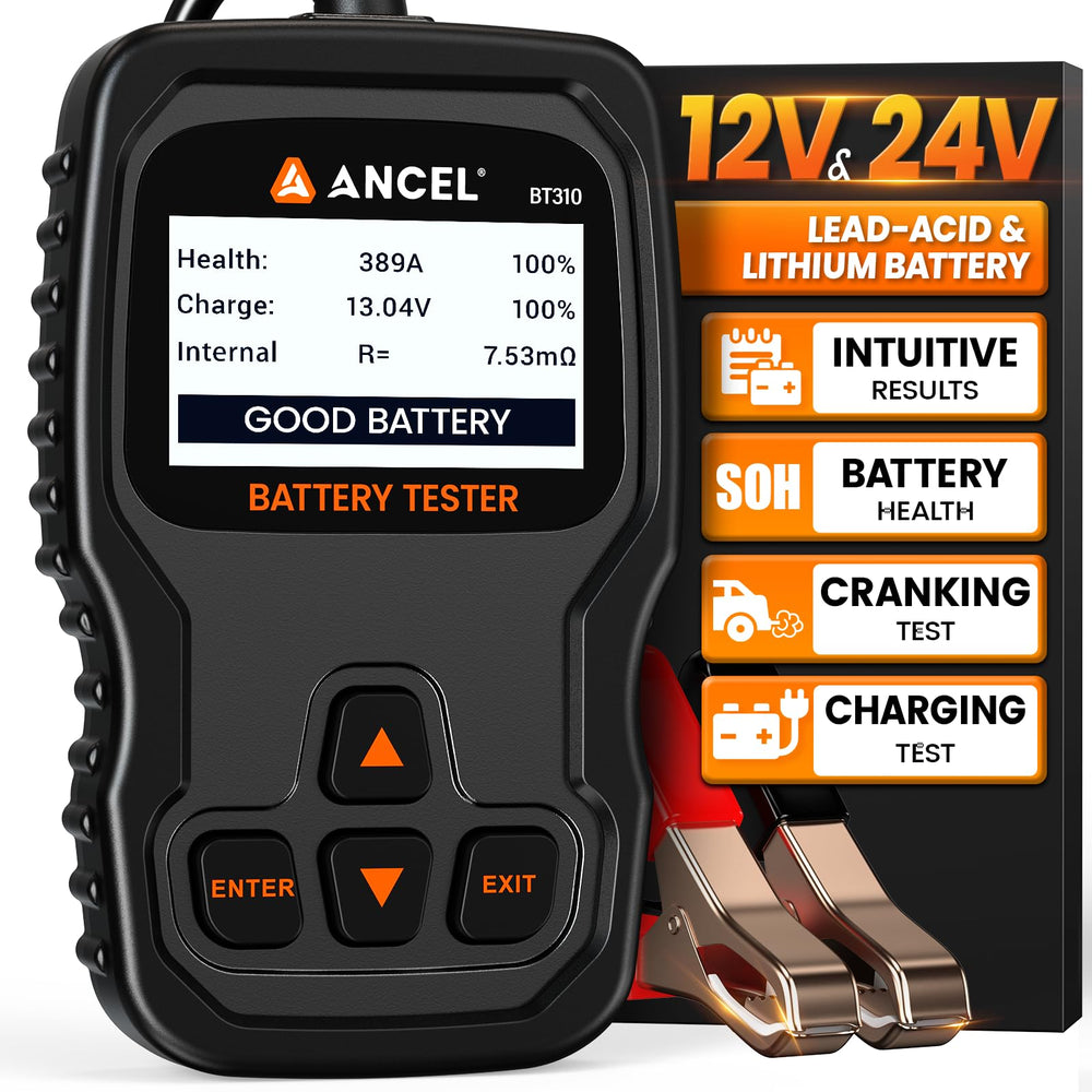ANCEL BT310 main unit display shows battery health and test results clearly