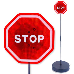 Andalus Brands flashing LED stop sign garage base offering stable positioning for accurate parking.