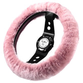 Andalus Brands merino sheepskin steering wheel cover in pink offering warm touch and improved grip