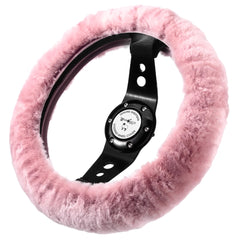 Andalus Brands merino sheepskin steering wheel cover in pink offering warm touch and improved grip
