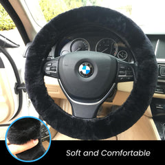 Andalus Brands plush fur steering wheel cover closeup adds warmth and style to daily drives