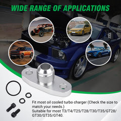ANDO RACING oil return funnel guiding smooth flow to the turbo.