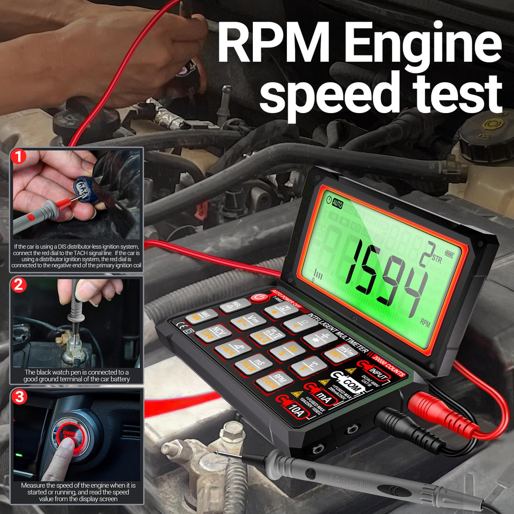 ANENG 623 RPM tachometer for quick engine speed readings