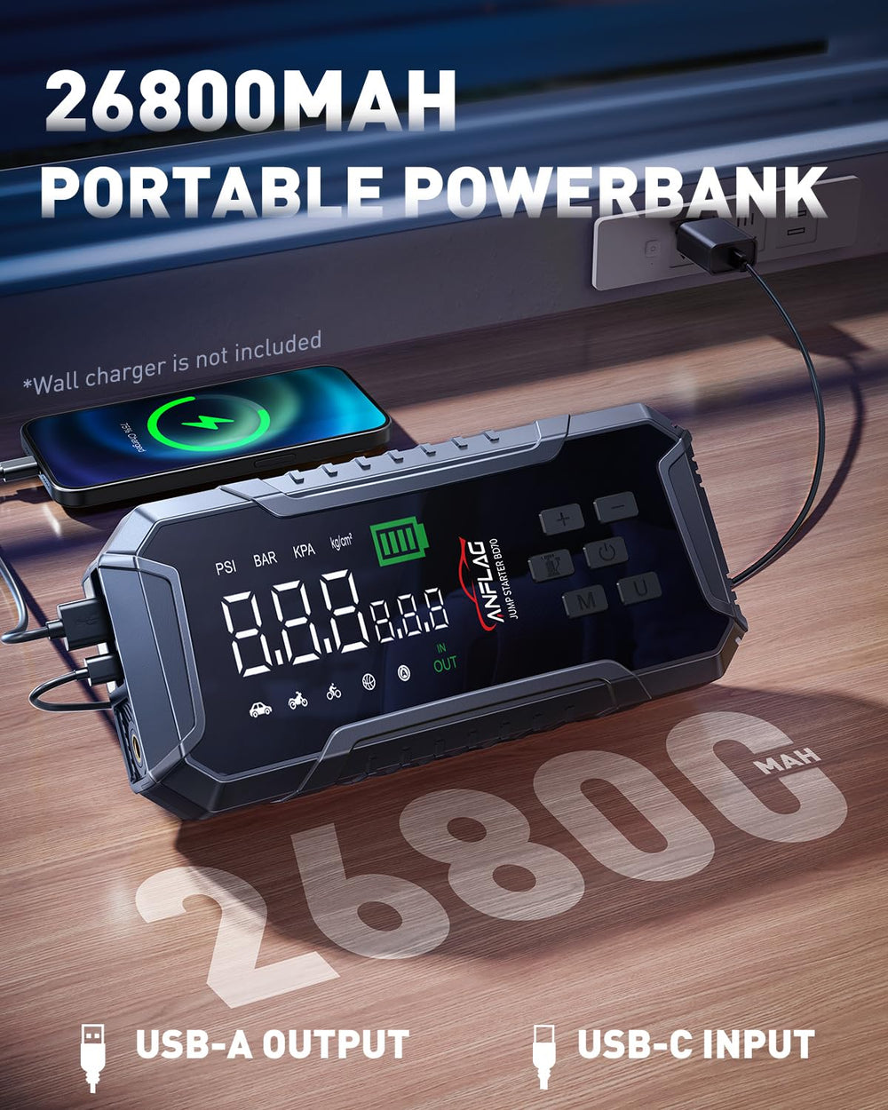 ANFLAG 26800mAh power bank keeps smartphones charged on the road