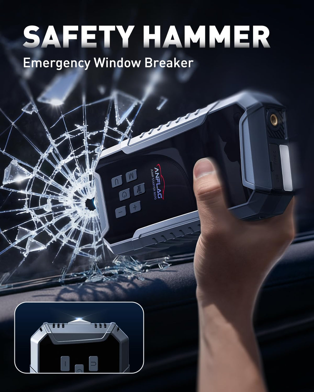 ANFLAG safety hammer design supports escape with sturdy construction