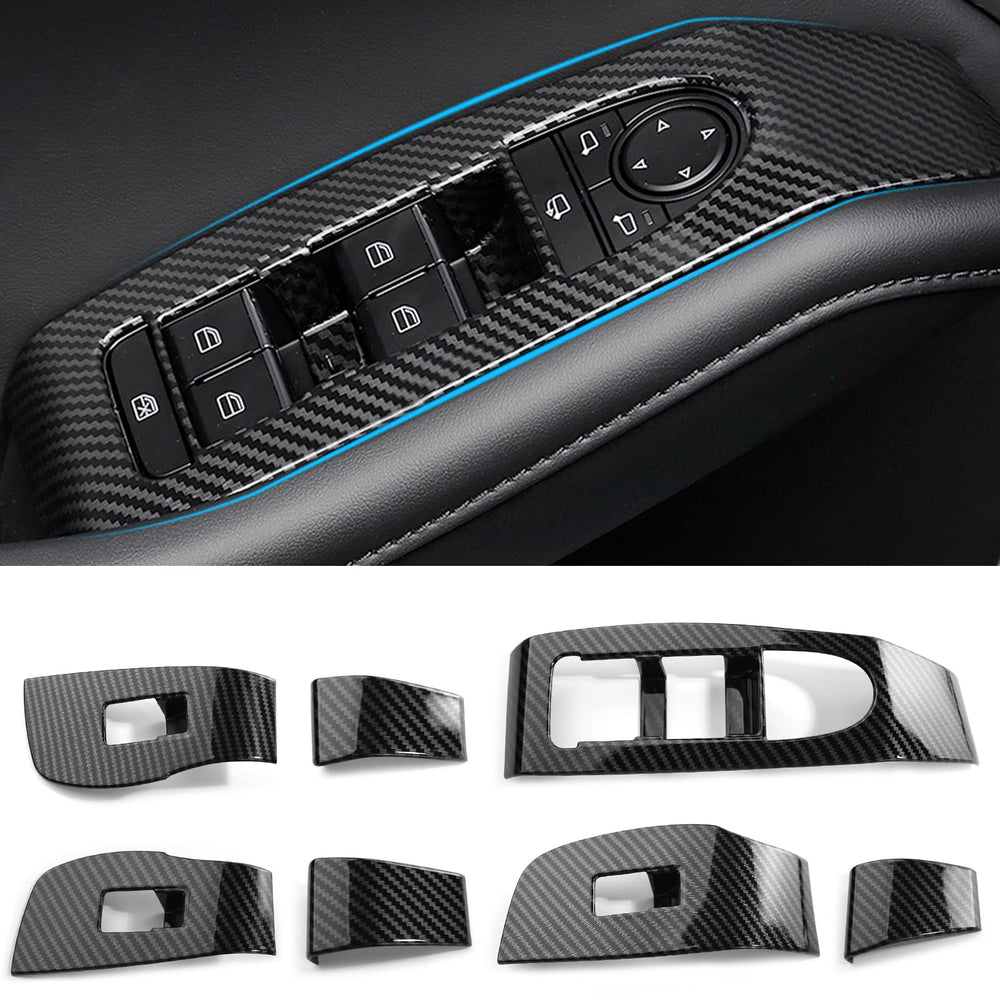 ANFOKAS Mazda3 CX-30 gear panel trim in carbon fiber look enhances interior style.