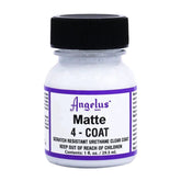 Angelus 4-Coat Finisher 1oz bottle in matte finish for scratch resistance and durability.