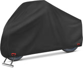 AngLink waterproof motorcycle cover protecting bikes from rain during outdoor parking.