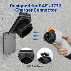 Anina EV Charger Holder downward-angle guides the charger in tight spaces.