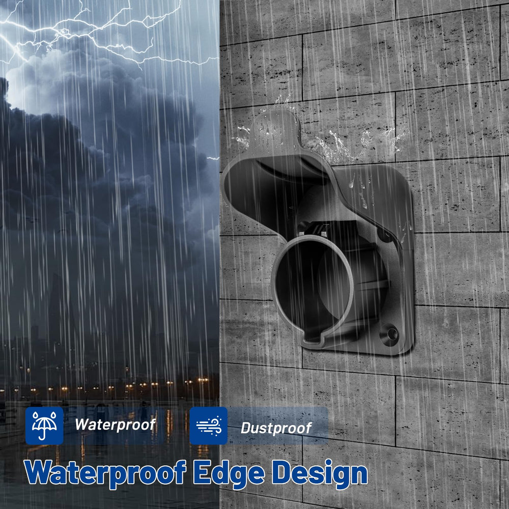 Anina EV Charger Holder waterproof edge protects plugs from rain.