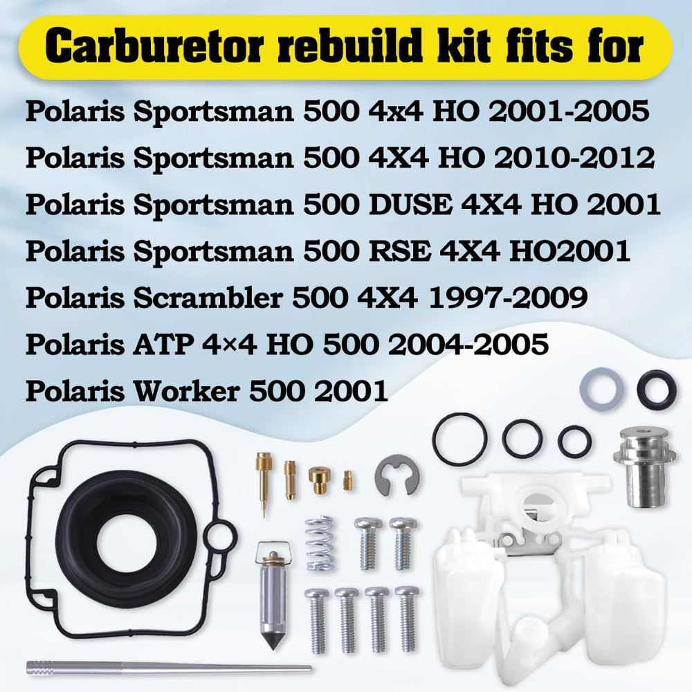 Aniro Moto rebuild kit components laid out for quick reference on Polaris Sportsman 500.