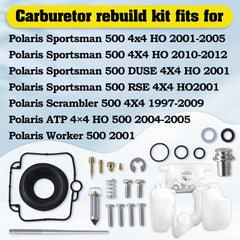 Aniro Moto rebuild kit components laid out for quick reference on Polaris Sportsman 500.