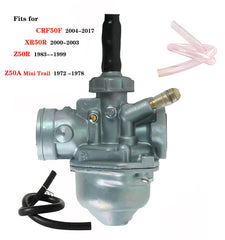 Aniro Moto carburetor for Honda CRF50F; side view highlights compact, easy installation.