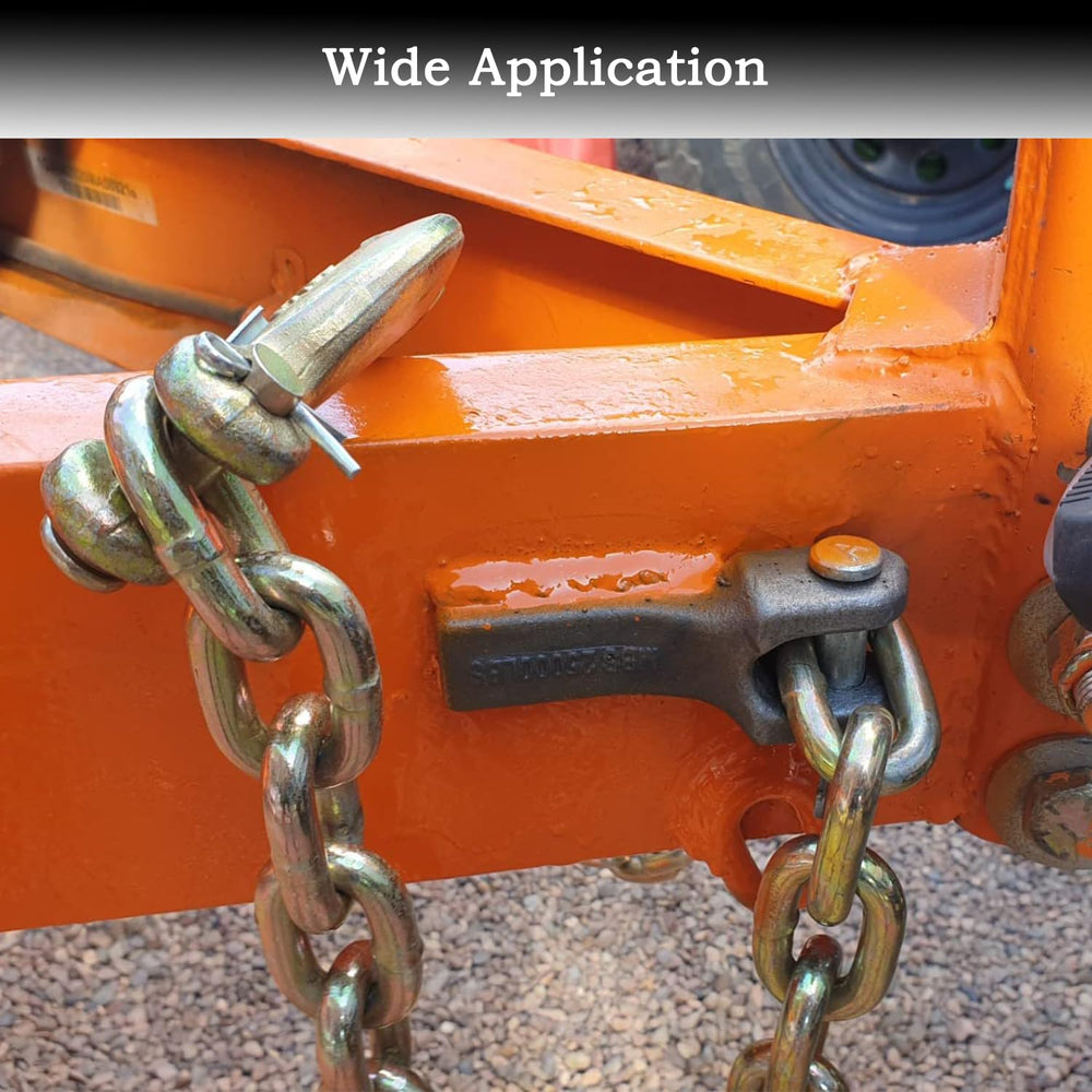 ANISUN weld-on safety chain anchor with cotter pins demonstrates secure hitch-to-trailer connections