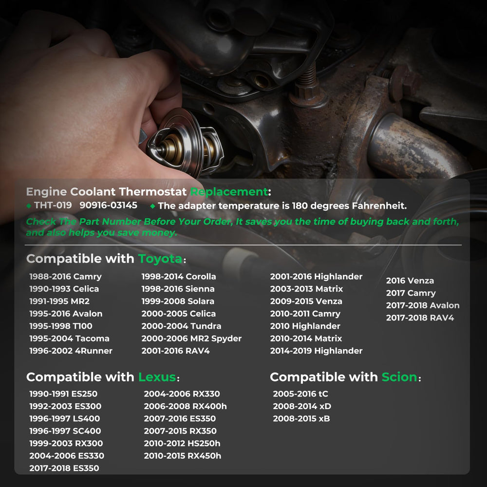 Anleecap 82°C/180°F thermostat in engine bay for Toyota models, promoting stable cooling