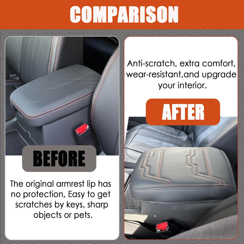 ANMOSVO Frontier armrest pad in microfiber leather adds comfort on long drives.