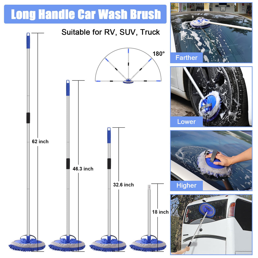 anngrowy long-handle car wash mop assembly for stable reach and versatile cleaning.