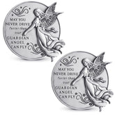 ANOWVI Guardian Angel visor clip showing engraving for a safe driving reminder.