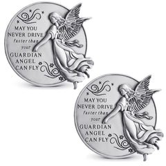 ANOWVI Guardian Angel visor clip showing engraving for a safe driving reminder.