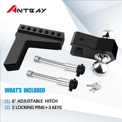 ANTbay chrome pins and rubber caps protect the hitch from wear