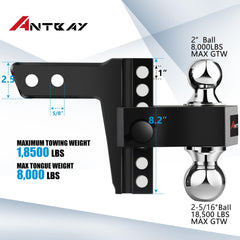 ANTbay dual-ball hitch showing 2-5/16 and 2-inch balls for heavy-duty versatility