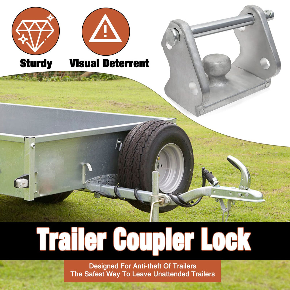 Antivanl hitch lock over 2 to 2-5/16 inch coupler increases deterrence.
