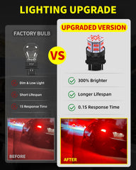 Antline red LED bulbs, glow test, 300% brighter than halogen while drawing less power.
