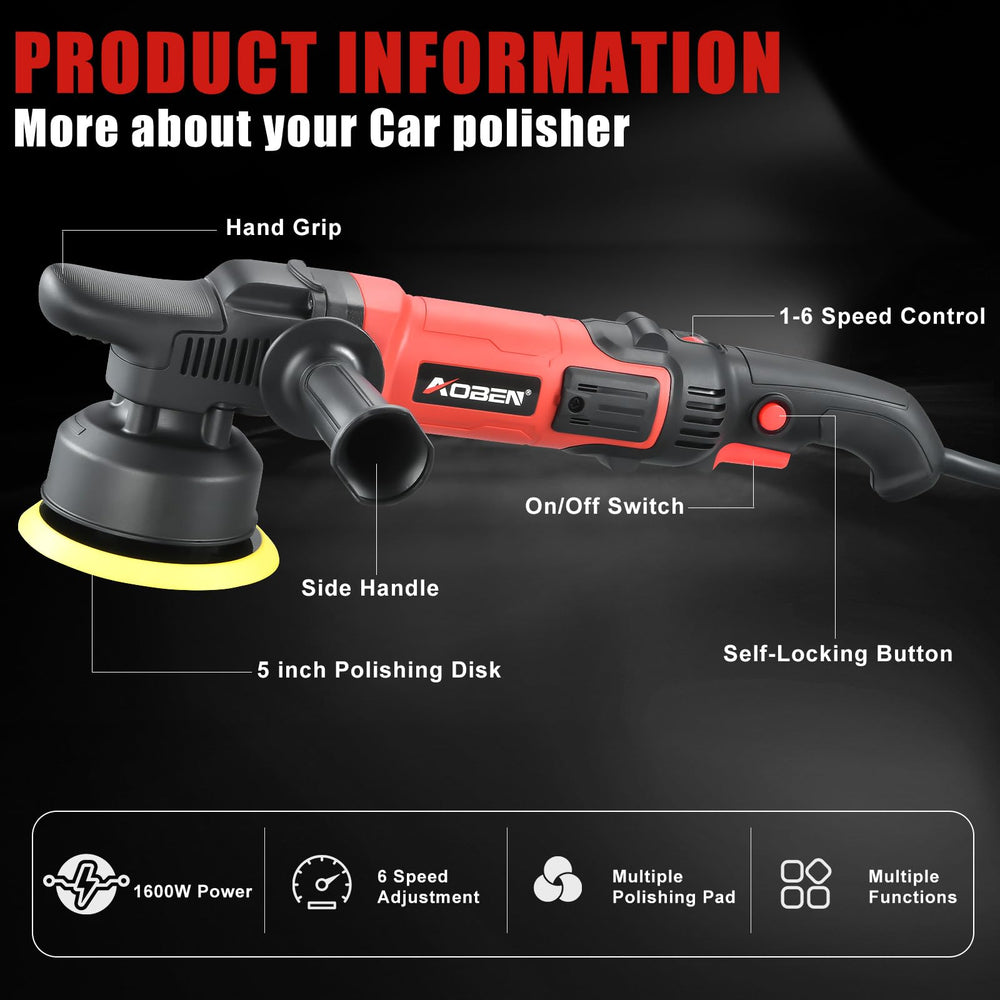 AOBEN Buffer Polisher ergonomic side-handle reduces fatigue during detailing