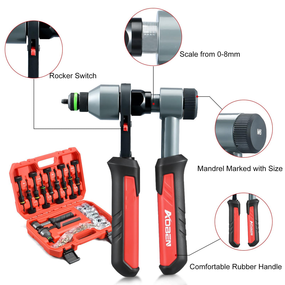 AOBEN rivet nut tool in ratcheting action enables effortless tightening.